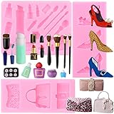 Mujiang Makeup Tools Silicone Molds Lipstick Perfume Bottle Fondant Mold Handbag High Heel Mold Nail...