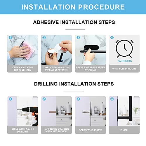 Astofli Paper Towel Holder Under Cabinet, Self Adhesive And Drilling Paper Towel Holder Wall Mount, Under Cabinet Paper Towel Holder For Kitchen, Black Paper Towel Holder Sus304 Stainless Steel #TOP2