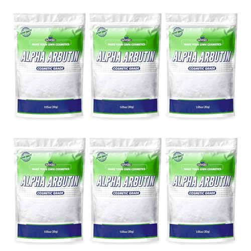 Myoc Alpha arbutin Powder | 6 Pack | Cosmetic Grade Raw Material for DIY and Skincare - 30gm / 1.06 Oz