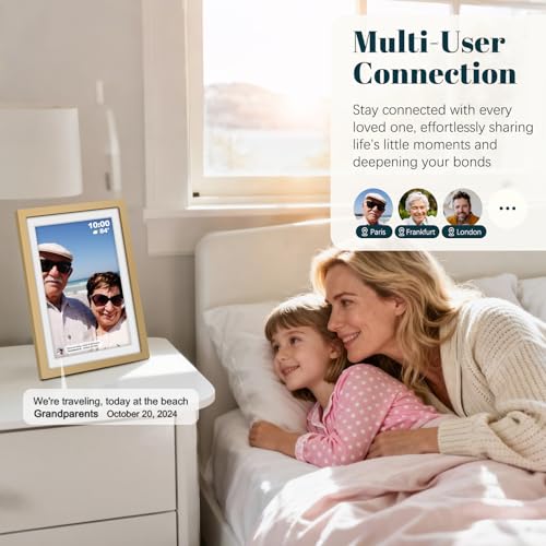 Frameo Digital Photo Frame WiFi Sunset Gold Frame 10.1 Inch Picture Frame with 1280x800 HD IPS Touchscreen, Built-in 32GB, Send Photo Video via Frameo App/USB/SD, Gifts for Women Men - Image 6