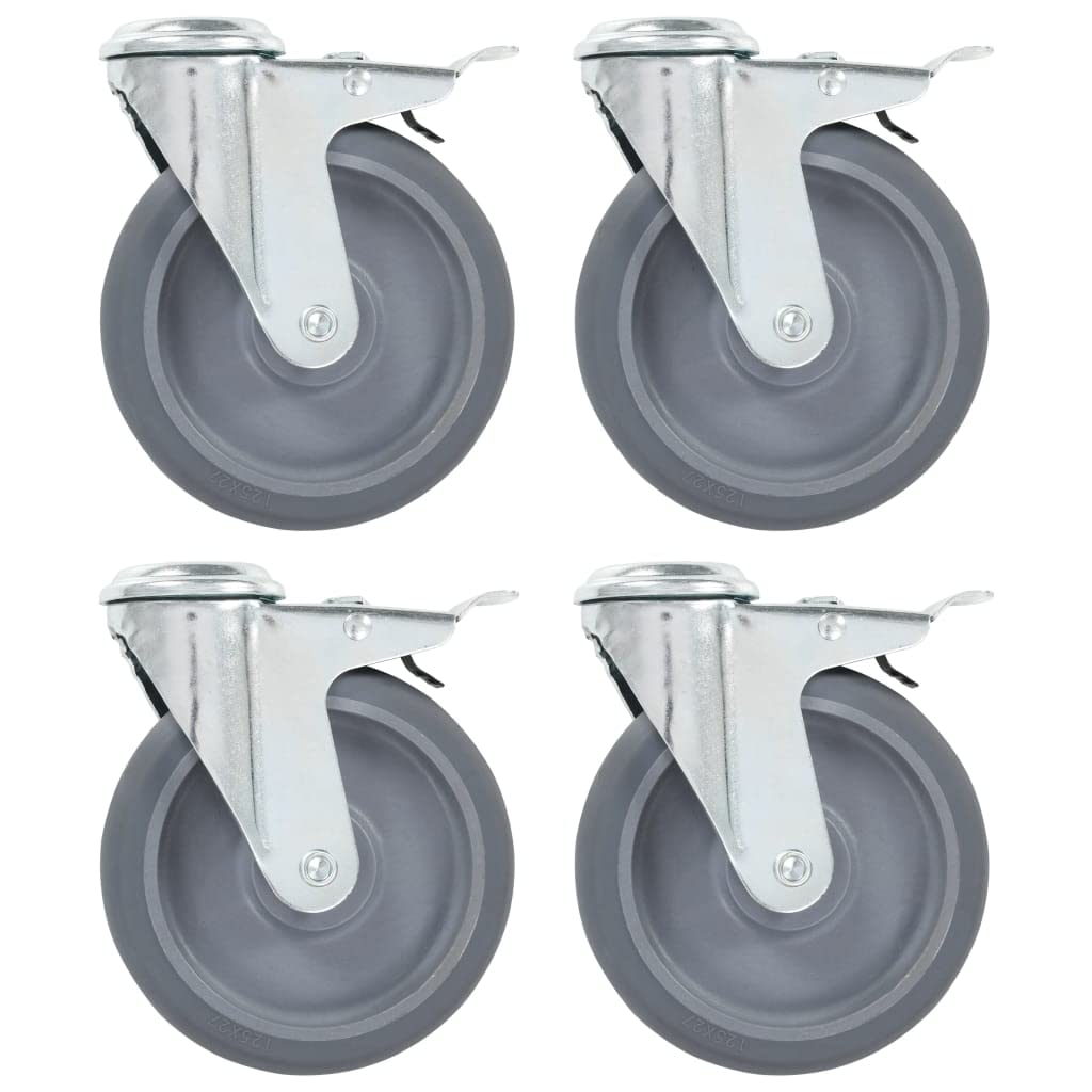vidaXL Ruedas giratorias con agujero pasador 8 unidades 125 mm