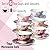 BTaT- Tea Cups and Saucers Set of 6 and Floral 2 Tier Round Porcelain Cupcake Stand