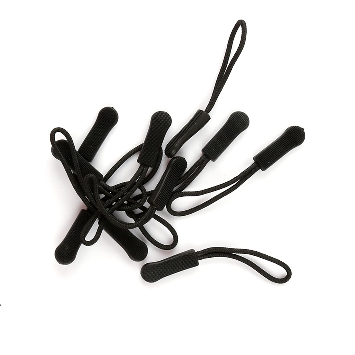 Luckious 10 Pieces Zipper Pull Zip Tags Cord Pulls - Black Zipper Extensions