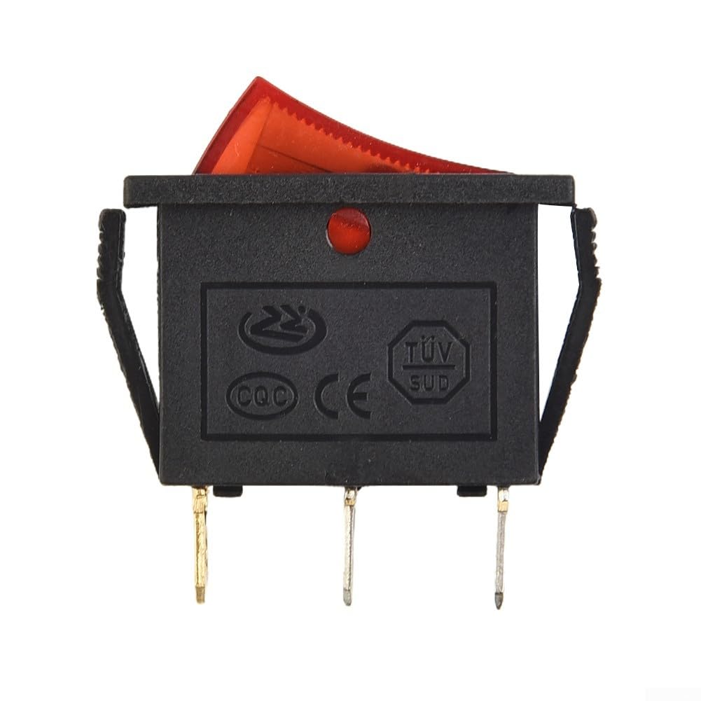 Interruttore a bilanciere 15A 250V 20A 125V ROSSO ON-OFF-ON 3 pin, tipo sottile a scatto con terminali a pressione per elettrodomestici