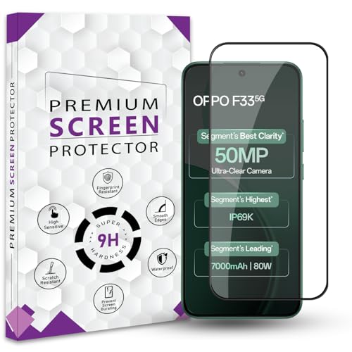 Image of Premium Tempered Glass Screen Protector Guard For Oppo F33 5G (6.57 Inch, Pack of 1) | Edge to Edge Coverage With Easy to installation kit