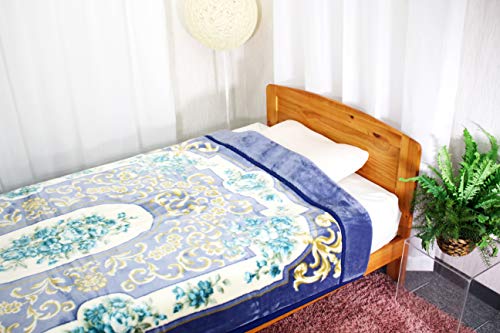 ロマンス小杉 毛布 ブルー シングル アクリル毛布 二枚合わせ