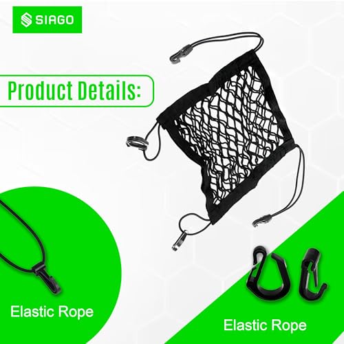 Image of SIAGO SIA138 Single-Pocket Car Mesh Organizer - Backseat Net Bag, Barrier for Pets & Kids, Tissue & Purse Holder, Driver Storage Pouch, Car Divider