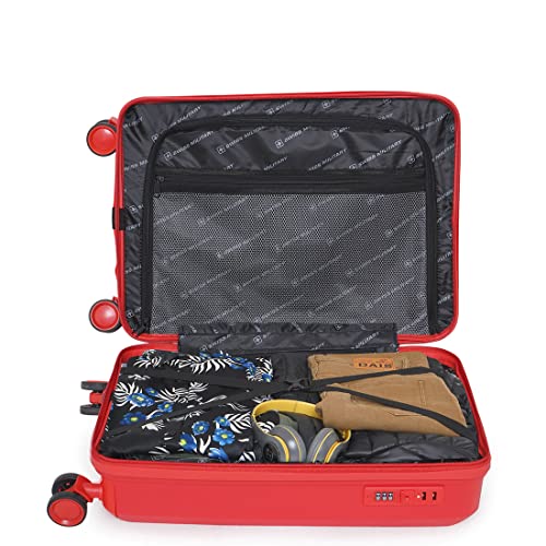 Image of SWISS MILITARY Star Luggage Bag, Textured Hard-Sided Trolley Bag, Cabin Luggage, Overnighter Trolley Bags|Durable ABS Body, Ergonomic 360 Rotatable Wheels, TSA Lock, 20 inches, Red, 1