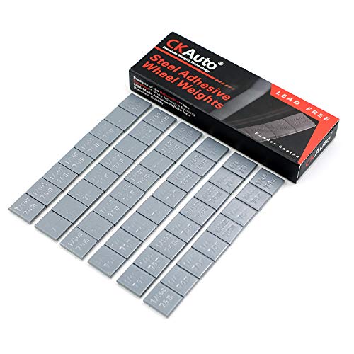 CKAuto 1/4oz, 0.25oz, Grey, Adhesive Stick on Wheel Weights, EasyPeel Type. Cars, Trucks, SUVs, Motorcycles, RC Cars. Low Profile, 12oz/Box, U.S. OEM Quality, (48pcs)