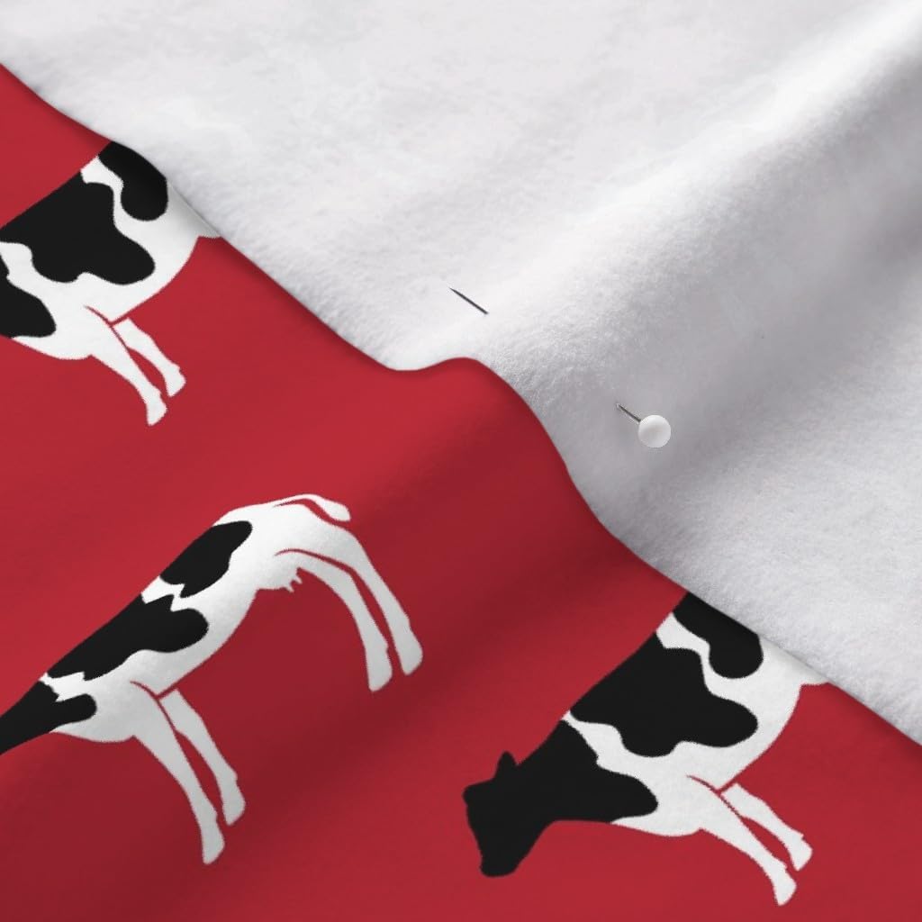 Spoonflower Fabric - Cows Red Farm Cow Black White Animals Nursery Little Arrow Printed on Polartec(R) Fleece Fabric by The Yard - Sewing Blankets Loungewear and No-Sew Projects