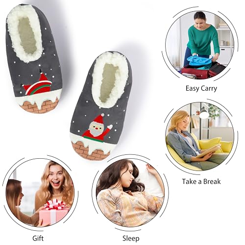 Image of BenSorts Fuzzy Slipper Socks for Women Funny House Slippers with Grips | Warm Cozy Cute Socks Non Slip Gifts Thick Stocking Stuffers Christmas