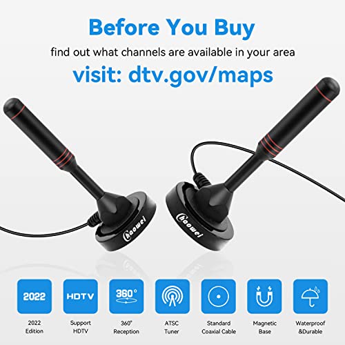 image for Chaowei Digital TV Antenna-DVB66 Portable Indoor Outdoor TV Antenna wi