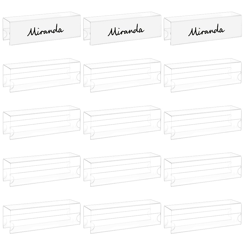 FINGERINSPIRE 15 supporti per targhette in acrilico trasparente, 20,3 x 6,6 x 5,8 cm, per scrivania da ufficio per spazio di lavoro professionale, set di porta biglietti trasparenti per pareti