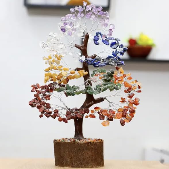 Arbre à sept chakras en agate cristal honnête, cadeau bien-être unique