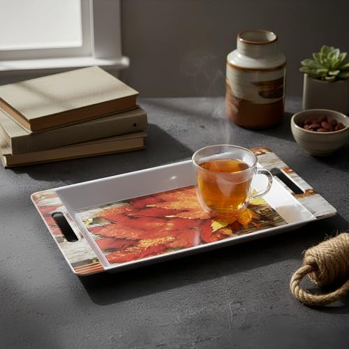 Image of U.P.C Tray Set for Serving Snacks, Multi-Use Nashta Plate & Kitchen's Tea Tray, Perfect Tray Sets for Hosting Guests at Home, Serving Tray Set of 2, Trays for Kitchen. (VIL05)
