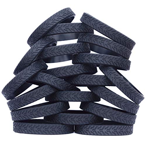 20 Black Tire Tread Silicone Wristbands