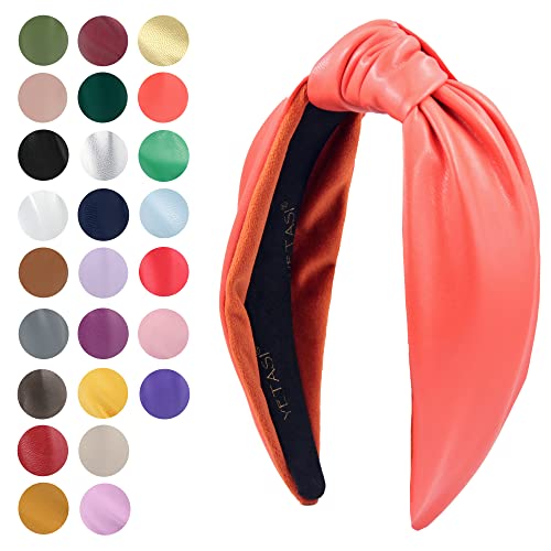 Yetasi Orange Headbands For Women Are Uniquely Made Of Non Slip Material For Your Comfort. Leather Orange Headband Is An Adjustable And Non Breakable Knot Head Band Leather Knotted Headband Is Trendy #TOP1