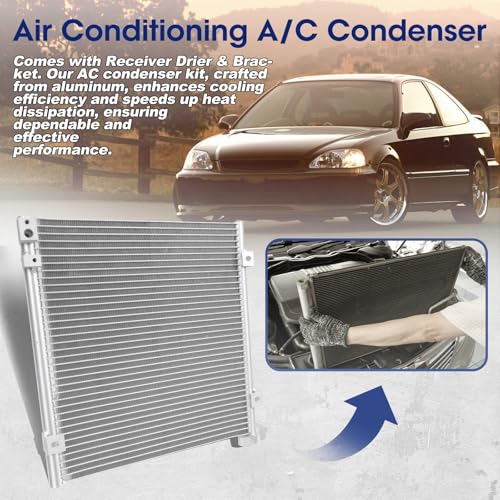 Image of Air Conditioning A /C Condenser Compatible with Honda Civic /Acura EL # 4730, 7014730, HO3030108, 80110S01A01, 80110S01A11, 80110S04003, 80110S04K81, 80110SO1A11, 80110SO4003