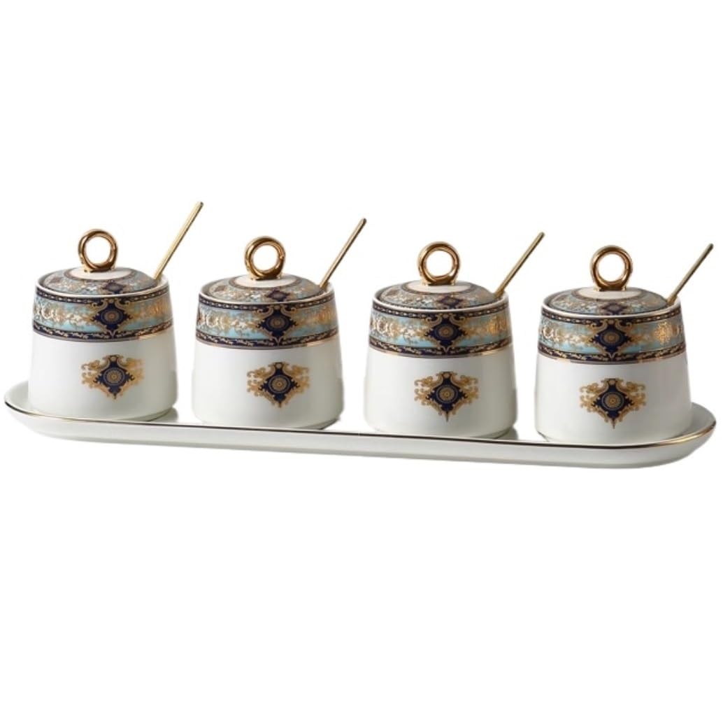 Gewürze Aufbewahrung Küchen-Gewürztopf-Set, Keramik-Gewürz-Aufbewahrungsbox, Gewürzglas, Gewürzbox Gewurzglaeser Gewürzglas(B,4Pieces)