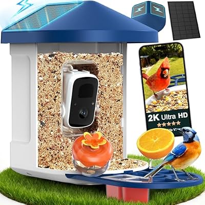 PeckCam® Bird Feeder with Camera with AI Identify 10000+ Birds Species, 3 Solar Panels, 2K Live View, Instant Arrival Alerts, Smart Bird House with Cam, Gift for Bird Lovers