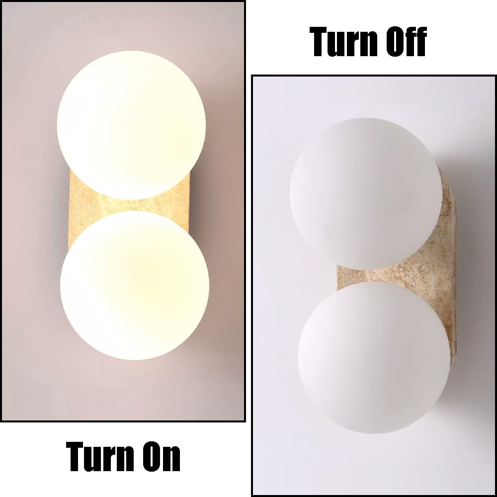 Flush Mounted Decoration Lighting Fixtures, Industrial Style Yellow Travertine Glass Wall Sconce, G9 Light Source Single Head Lamp, Bedroom Living Room Hallway