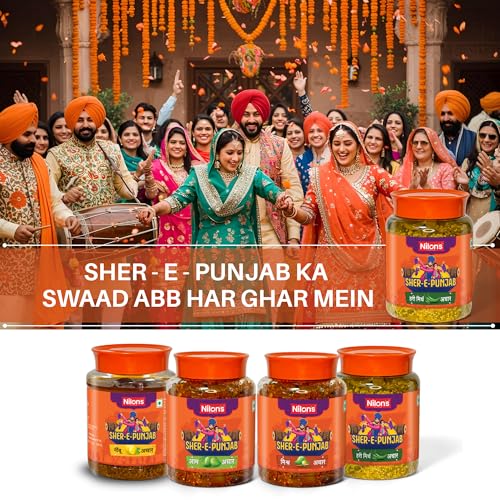 Image of Nilon's Sher-E-Punjab Green Chilli Pickle (475 g) Homemade Hari Mirch Ka Aachar | Spicy Pickle in Authentic Punjabi Style with Green Chilli, Mustard Oil & Spices with No Added Artificial Colour
