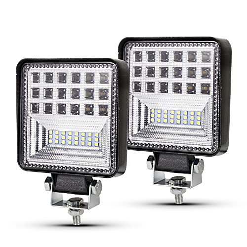 BUNKER INDUST 4 Inch LED Light Pods,2 Pcs Square Tractor Work Lights Spot Flood Driving Small Light Bar for Truck Equipment Vehicle Pickup UTV ATV Golf Cart