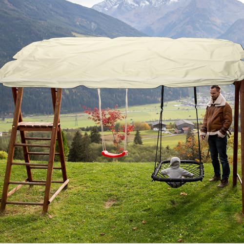 Protector para columpio cubierta de patio de tres asientos poliéster beige 6