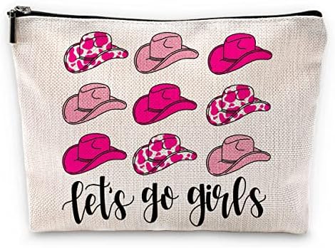 Sufamb Let's Go Girls Hot Pink Preppy Cowgirl Hats Makeup Bag, Western Country Cosmetic Pouch for Women, Christmas Birthday Gifts for Teen Girls, Cowgirl Gifts image 5