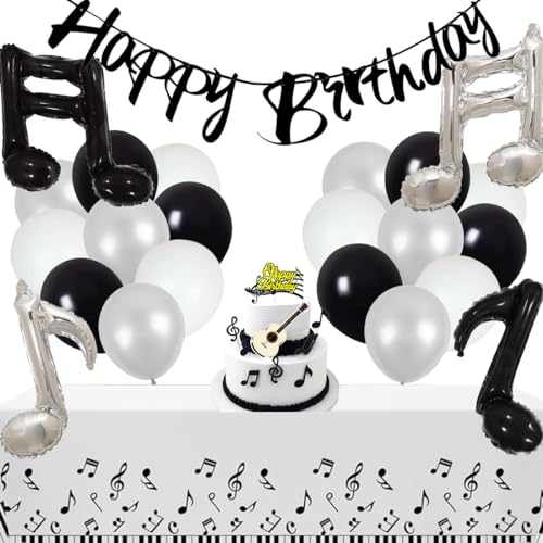 Doyomtoy 32 peças balão de aniversário Banner balões musicais para festa de crianças