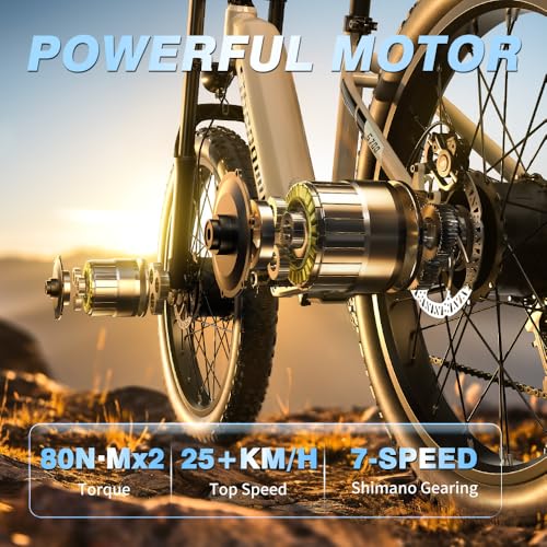 Shengmilo E Bike Herren Elektrofahrrad 26 Zoll E-Mountainbike Vollfederung E-Bike 48V 17.5Ah Akku 7 Gang Schaltwerk Elektrisches Fahrrad mit Fat Tire 80NM – Bild 7