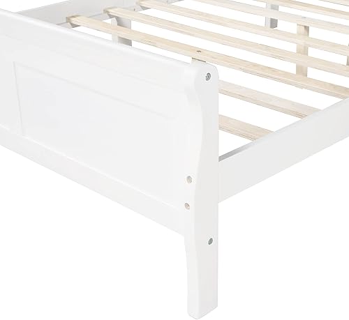 Miniatura 4 de Harper & Bright Designs Base de cama de madera tamaño Queen con cabecero y estribo, cama Queen con soporte de listones de madera para niños,