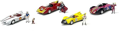 Speed Racer - Juego de 4 autos con figuras de diorama estadounidense 164 de Johnny Lightning JLCP7379