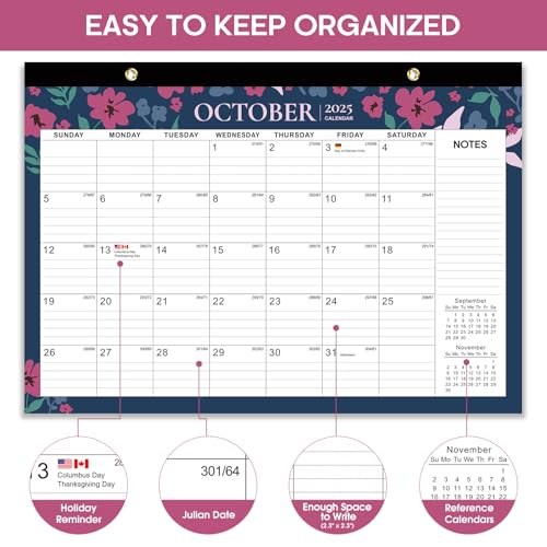 Image of Desk Calendar 2026-2027, 21-Month Calendar Runs Unitl June 2027, Large 17 inch x 12 inch Monthly Desktop & Wall Calendar for Home & Office - Twilight Petals