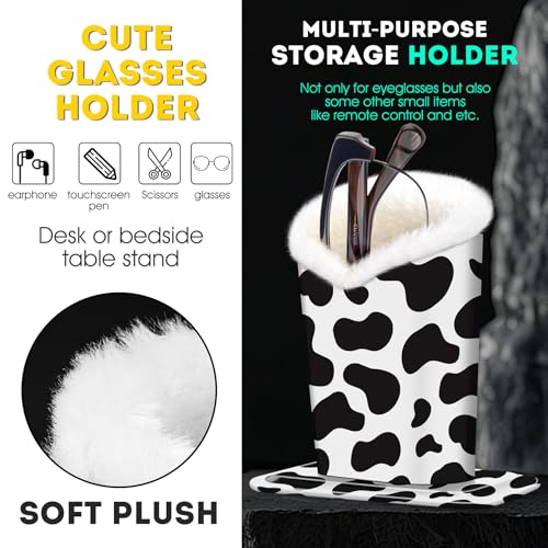 Image of Pack of 2 Plush Lined Eyeglasses Holder Stand Protective Glasses Case For Desks Or Nightstands