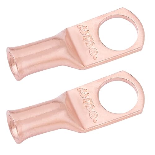 Miniatura 352 de SELTERM - 2 terminales de anillo resistentes para cable de batería, calibre 4 AWG, pernos de 3/8 pulgadas, terminales de calibre 4, ojales de cobre