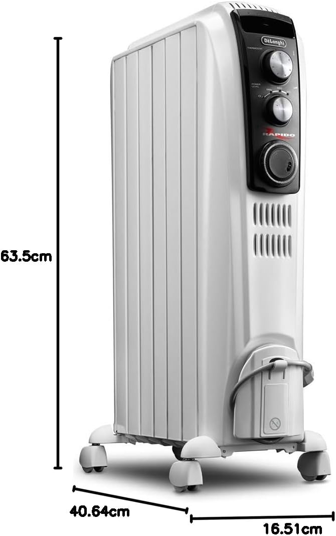 De'Longhi TRD40615T Full Room Radiant Heater Heater-Mechanical-TRD40615T, 10"w x 15"d x 26"h, White