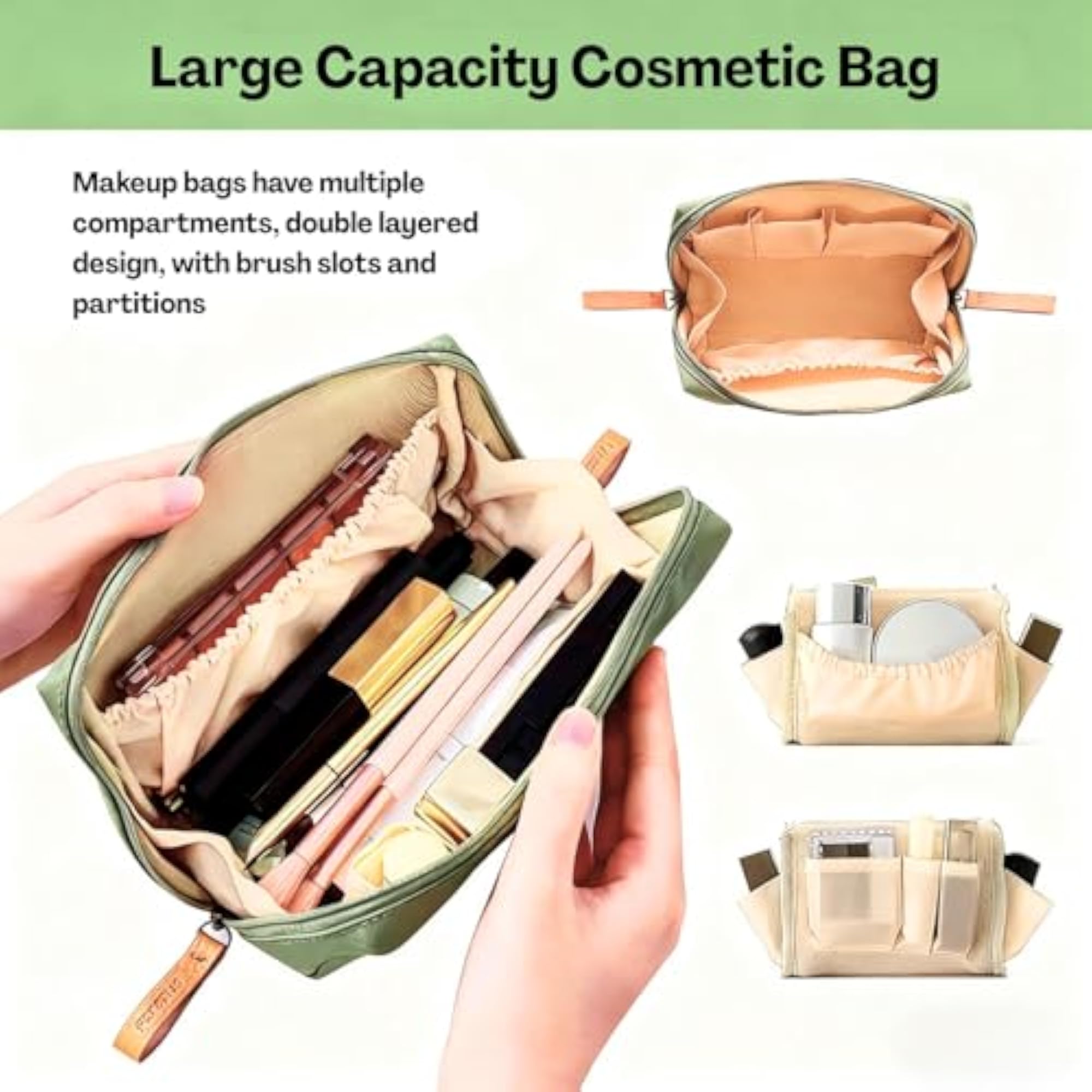2 Pack Small Waterproof Makeup Pouch Set for Travel
