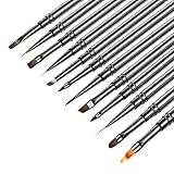 YBEATY 12 Pcs Nail Art Brushes Professional Metal Nail Art Tools Long Thin Liner Brushes Detail Painting Striping Brush for Gel Polish Dilution Dyeing Watercolor DIY Manicure Salon