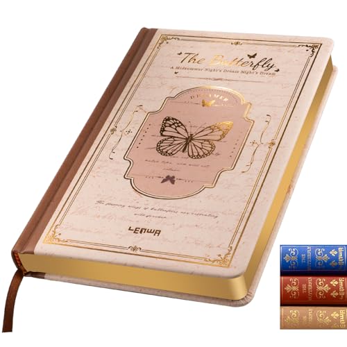 Junk Journal - 224 Pages Mixed Paper (8 Blank & 8 Lined) Vintage Leather Notebook Journal Butterfly Journal Memory Book for Creative Writing & Art (A5) Ideal for Girls Women