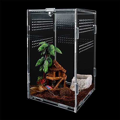 Caja de Alimentación para Reptiles, Transparente Caja de Alimentación de Insectos, Reptile Breeding Box 12x12x20cm Reptil acrílico Transparente Terrarios para Araña,Rana,Escorpión,Caracol,Lagarto