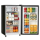 Mini Fridge with Freezer, 3.2 Cu.Ft Compact Single Door Refrigerator with Adjustable Thermostat, Low Noise & Energy Efficient (0.41kWh/Day), Small Fridge for Bedroom, Dorm, Office, Apartment (Black)