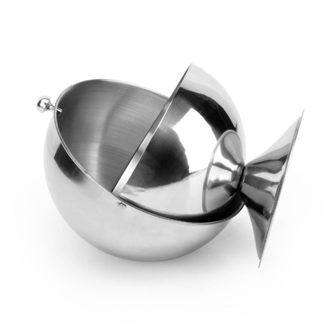 STOBAZA Spherical Condiment Container Stainless Steel Sugar Bowl Roll Top Lid Airtight Candy Jar for Home Hotel Buffet Decor