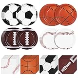 UPKOCH Ensemble Fête Sport Multisports 70 Pièces Assiettes en Carton 9 Pouces et Serviettes Papier Football Américain, Basketball, Baseball et Football, Décoration Anniversaire Thème