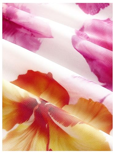 Image of BEAUDRM Women's Sexy Floral Plus Size Dress Date Night Club Cocktail Dress | Summer Vintage Mesh Bodycon Maxi Dress, Elegant Wedding Guest Dresses