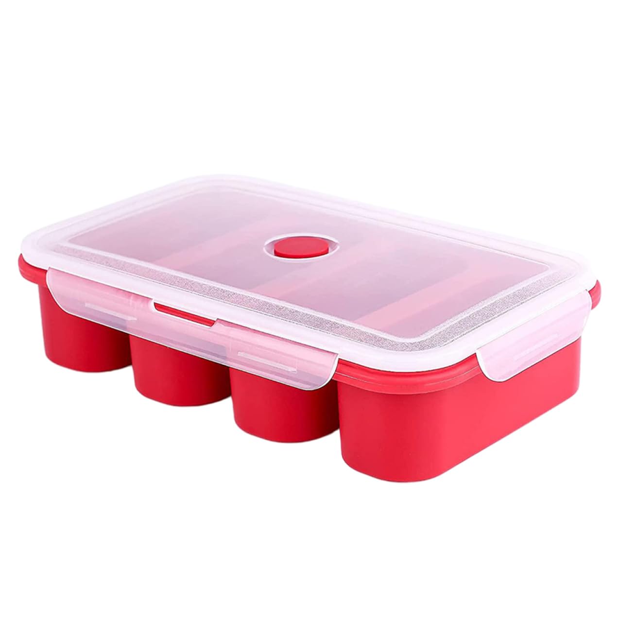 Moules de congélation des aliments en silicone avec couvercle, bac 4 grands cubes soupe et sauce