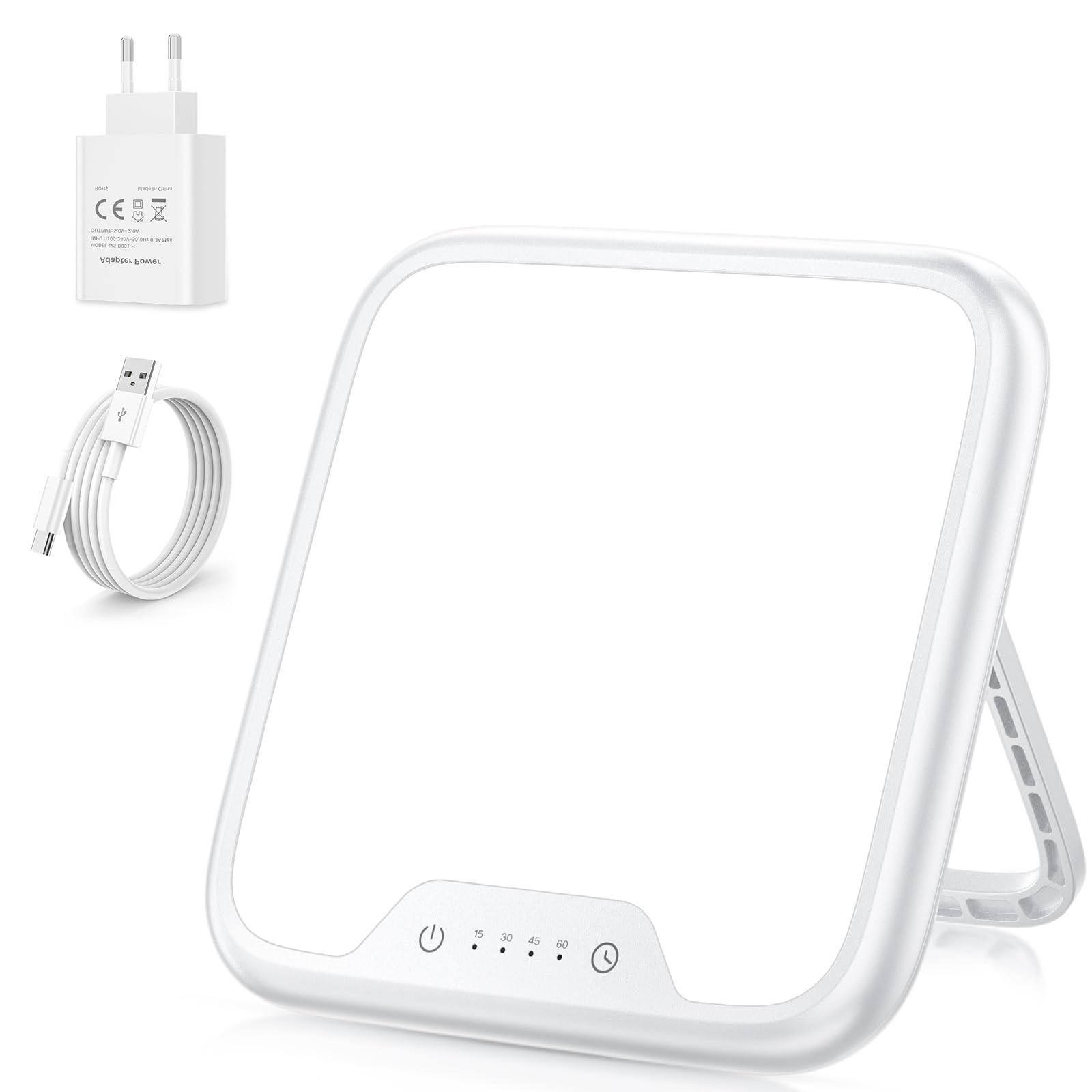 VTHW Lampada per Terapia della Luce, Lampada di Luce Diurna 10000 Lux UV-Free, con Funzione di Memoria & 4 del Timer SAD Light Fototerapia, Controllo Tattile, Dimmer Continuo, 90° Supporto Pieghevole