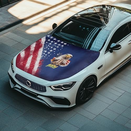 Image of 59x39 Inch Hood Cover for Compact Sedan SUV Trucks Stretchable Car Hood Wrap Blankets USA 250th Birthday Auto Banner Waterproof Auto Exterior Accessories