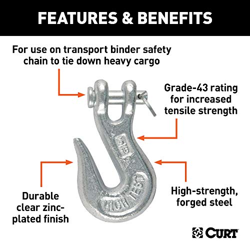 Curt 81340 5/16-Inch Forged Steel Clevis Grab Hook, 3,900 Lbs. Work Load, 7/16-In Pin #TOP2