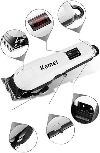 Miniatura 4 de KEMEI Cortadora de pelo para hombre, profesional, inalámbrica, eléctrica, recargable, recortadora de pelobarba para hombres, kit de corte de pelo,